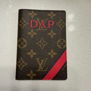 Louis Vuitton (Authentic) Brown and Pink Monogram Pink Passport Holder